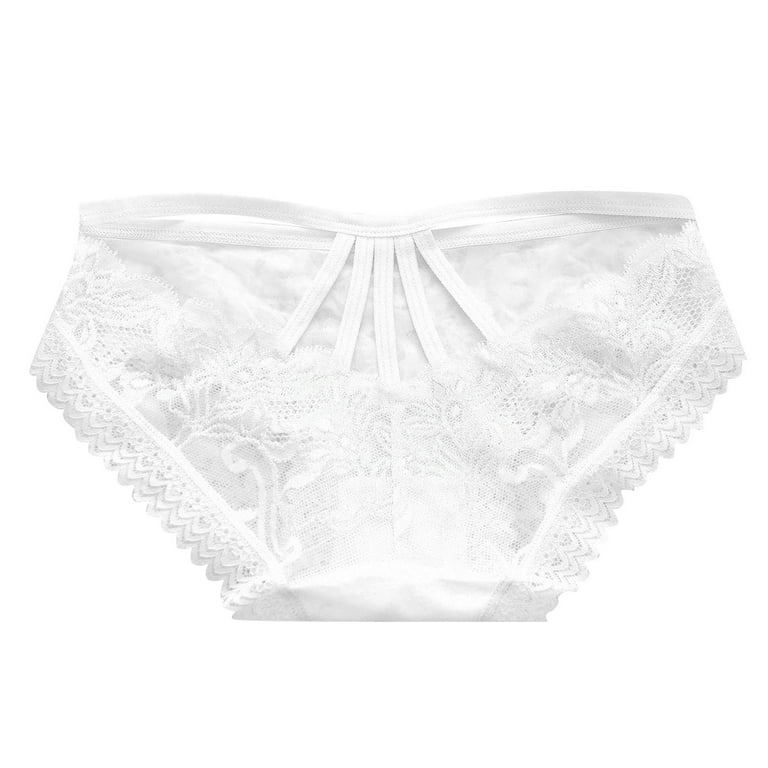 LBECLEY Organic Underwear Women No Show Women Lace Hollow Out Embroidered  Mesh Sheer Panties Hollow Out Low Waist Plus Size Underwear Womens Panties  Cotton Bikini Pack White One Size 