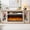 Brushed White, variant on FlowSun Farmhouse TV Stand with 36 inch Electric Fireplace, LED Entertainment Center with Crescent Roman Arched Glass Doors for 80 inch TVs,White
