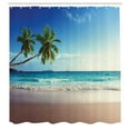 thumbnail image 3 of Ambesonne Beach Shower Curtain, Scenic Island View Trees, 69"Wx70"L, Pale Brown Green Blue, 3 of 5