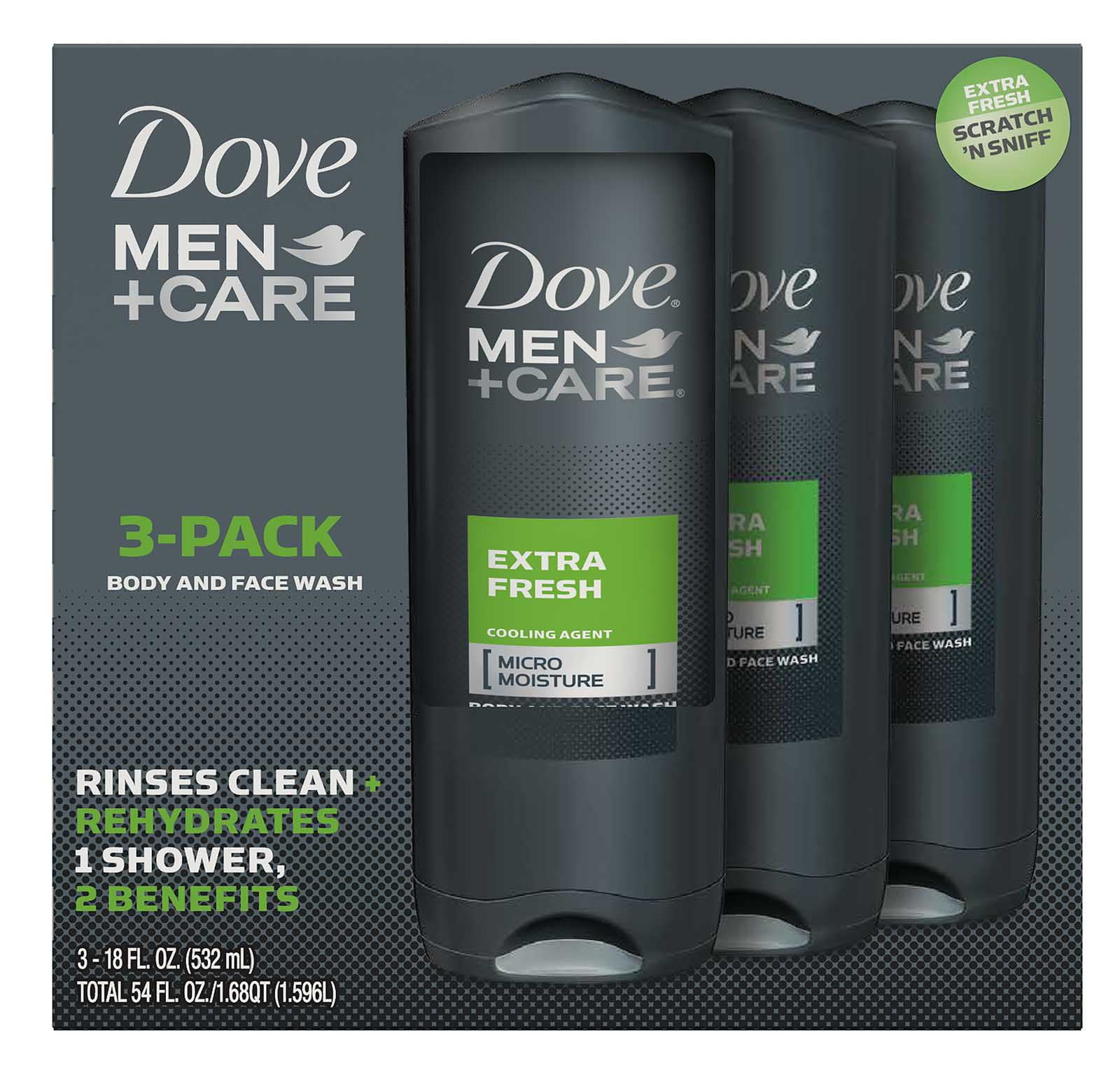 Dove Men Care Extra Fresh Body Wash 3 pack. 18 oz.