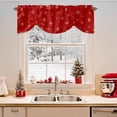 thumbnail image 2 of Christmas Snowflake Tie Up Valances Curtain, Winter Red Retro Texture Adjustable Rod Pocket Short Window Treatment Tie Up Curtains Valances for Kitchen Living Room Bathroom 42x18 Inches, 2 of 9