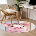 thumbnail image 5 of Farmhouse Pig Round Area Rug 4ft, Spring Floral Farm Animal Wooden Washable Non-Slip Circle Rugs for Bedroom Living Room Kitchen, Soft Non Shedding Circle Carpet for Dining Room Dorm, 5 of 9