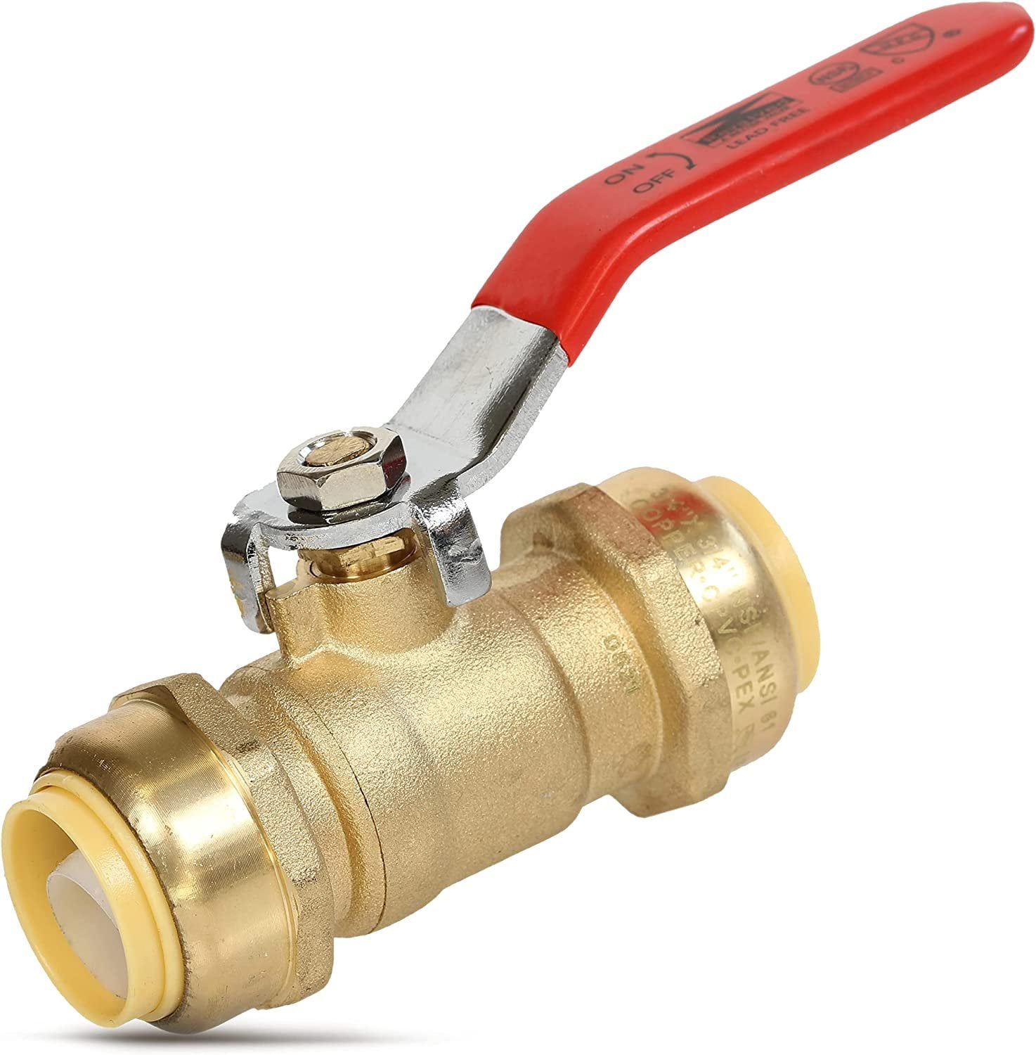 Revalved Push Ball Valve, LeadFree Brass Water Shut Off Valve, PushTo