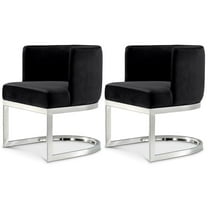 Maklaine Contemporary Black Velvet Stainless Steel Dining Chair (Set of 2)
