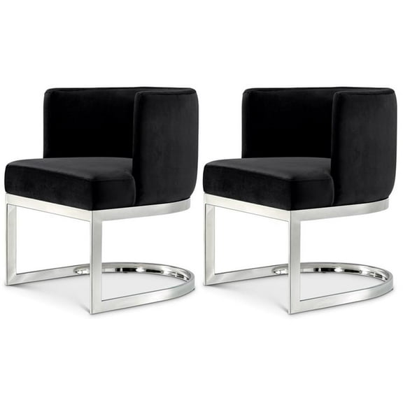 Maklaine Contemporary Black Velvet Stainless Steel Dining Chair (Set of 2)