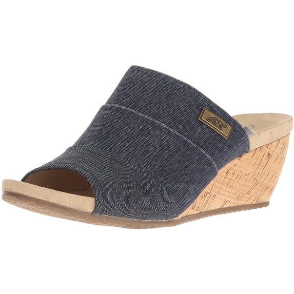 Anne Klein Womens Chanay Fabric Open Toe Casual Slide Sandals
