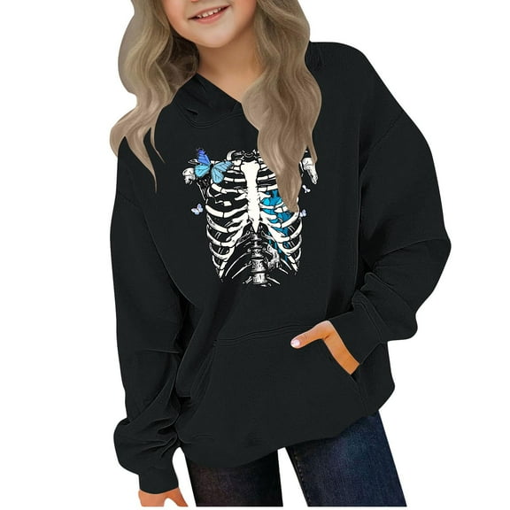 qucoqpe Halloween Sweatshirt Boys and Girls Casual Long Sleeve Hoodies Cute Oversized Fleece Pocket Sweatshirt Tops