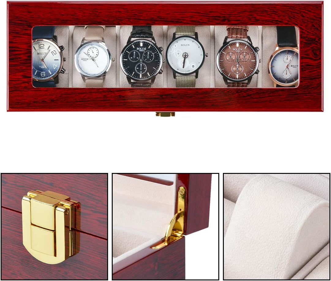 ENROSLU Premium Wooden Watch Box for Men, 6 Watches photo 5