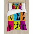 thumbnail image 1 of Silhouette Duvet Cover Set Twin Size, Abstract Modernistic Stylized Graphic Art Dancers Separated Color, Decorative 2 Piece Bedding Set with 1 Pillow Sham, Charcoal Grey Multicolor, by Ambesonne, 1 of 3