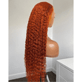 thumbnail image 2 of Orange color  Synthetic Hair Glueless  Soft 26 Inch Kinky Curly  180%Density|Lace Front Wig | Preplucked Baby Hair & Heat Resistant | Daily Wig for Women), 2 of 3