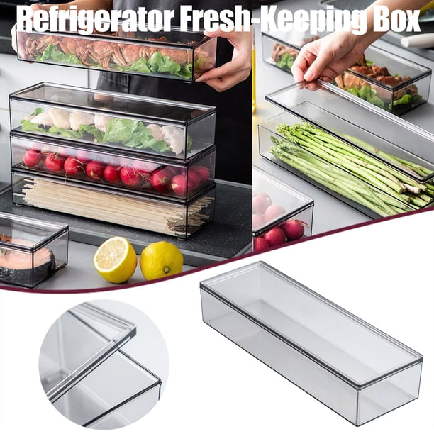 Fiudx Caja de Almacenamiento Transparente, Organizador de Alimentos para Congelador, Diseño Compacto, Fácil de Limpiar, Apilable y Sellada, Almacenamiento Multifuncional para Cocina, Bloqueo de Fresc