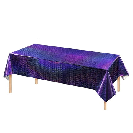 

Iridescence Tablecloth Waterproof Holographic Foil Tablecloth Party Decoration Birthday Bridal Wedding Christmas Rectangle Shiny Disposable Table Cover Holiday Supplies