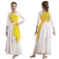 thumbnail image 2 of iiniim Kids Girls Sleeveless Asymmetrical Dance Overlay Color Block Lyrical Tunic Dress Size 6-16 Yellow 10, 2 of 7