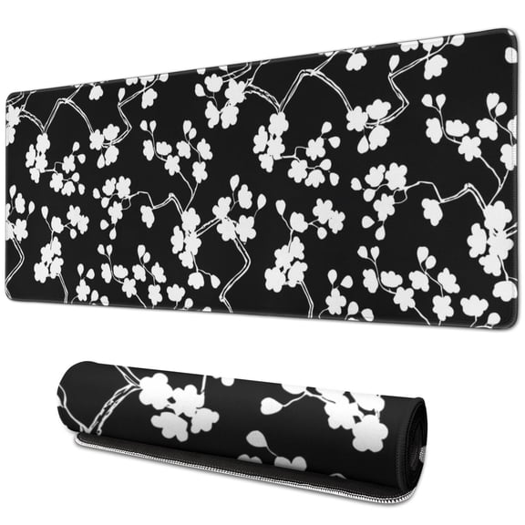 Long Mouse Pads for Desk,Pioneer Flower Floral Print Pattern Desk Mats on Top Of Desks, Desk Mouse Pad Extra Large with 3mm Non-Slip Base and Stitched Edge for Gaming,Office,Work,Home 31.5"x11.8"