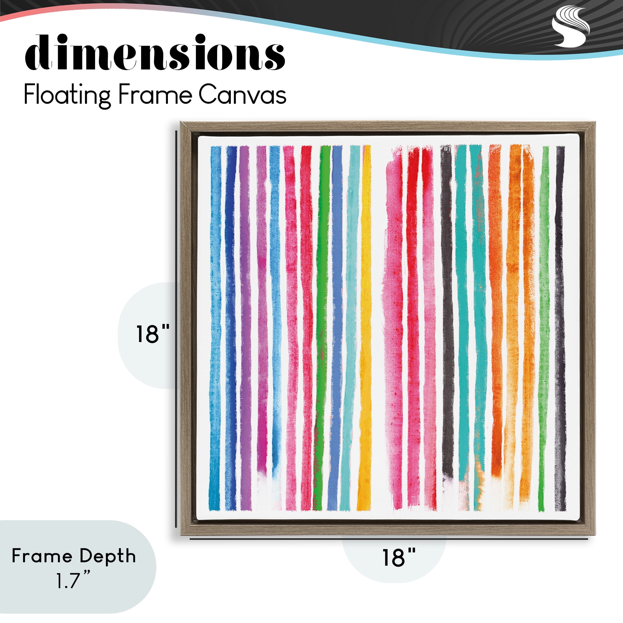 Stupell Industries Colorful Vertical Stripes Brown Framed Floater Canvas Wall Art, design by Amber Sterling