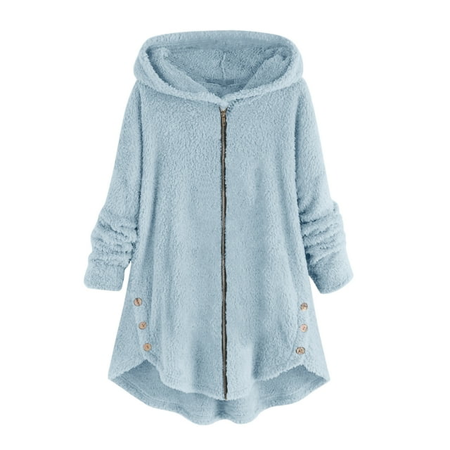Birdeem Manteau en Peluche Uni pour Femmes, Fermeture Éclair, à Capuche, Manches Longues
