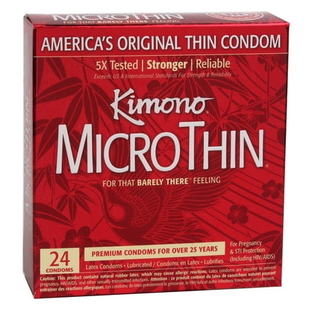 Kimono Micro Thin Lubricated Latex Condoms - 24