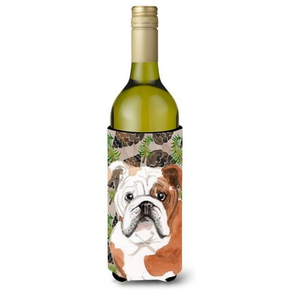 English Bulldog Pine Cones Wine Bottle Beverge Insulator Hugger