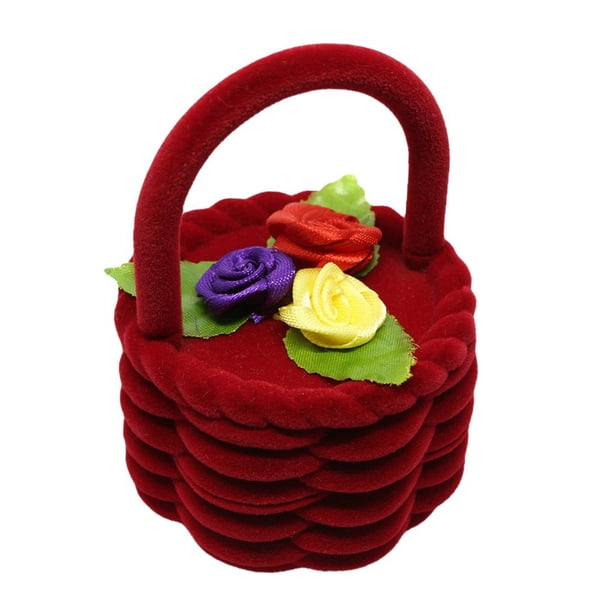 Caja de anillo Diseño de cesta de flores Caja de joyería Caja de joyería Caja de joyería para joyería rojo Yuyangstore Anillos Caja de almacenamiento de joyas