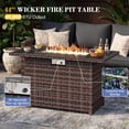 thumbnail image 3 of POTEBAN Rattan Propane Gas Fire Table,Outdoor Gas Burning Fire Pit,Outdoor Rattans Wicker-Look Square Fire Table with windscreen for Backyard,Brown, 3 of 5