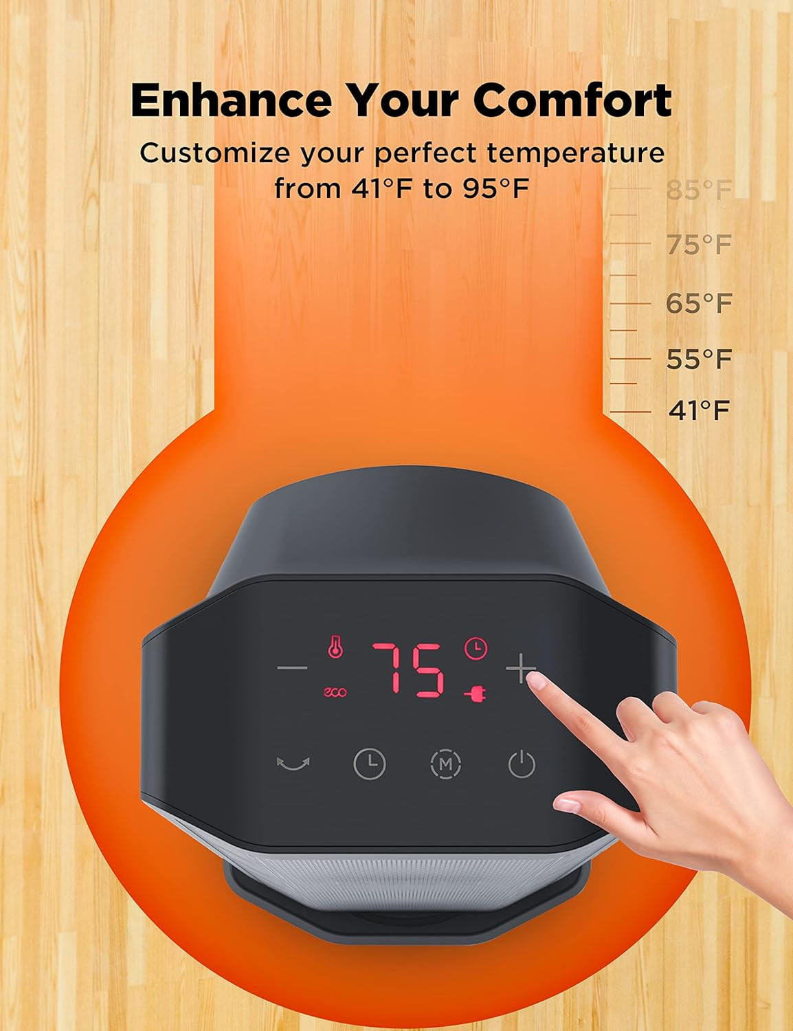 Better Homes & Gardens 23" Electric Ceramic Tower Heater, LED Display & Remote Storage