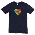 thumbnail image 2 of Big Size Autism Heart Puzzle Graphic Design Short Sleeve Cotton Jersey T-Shirt - Navy 2XL, 2 of 4