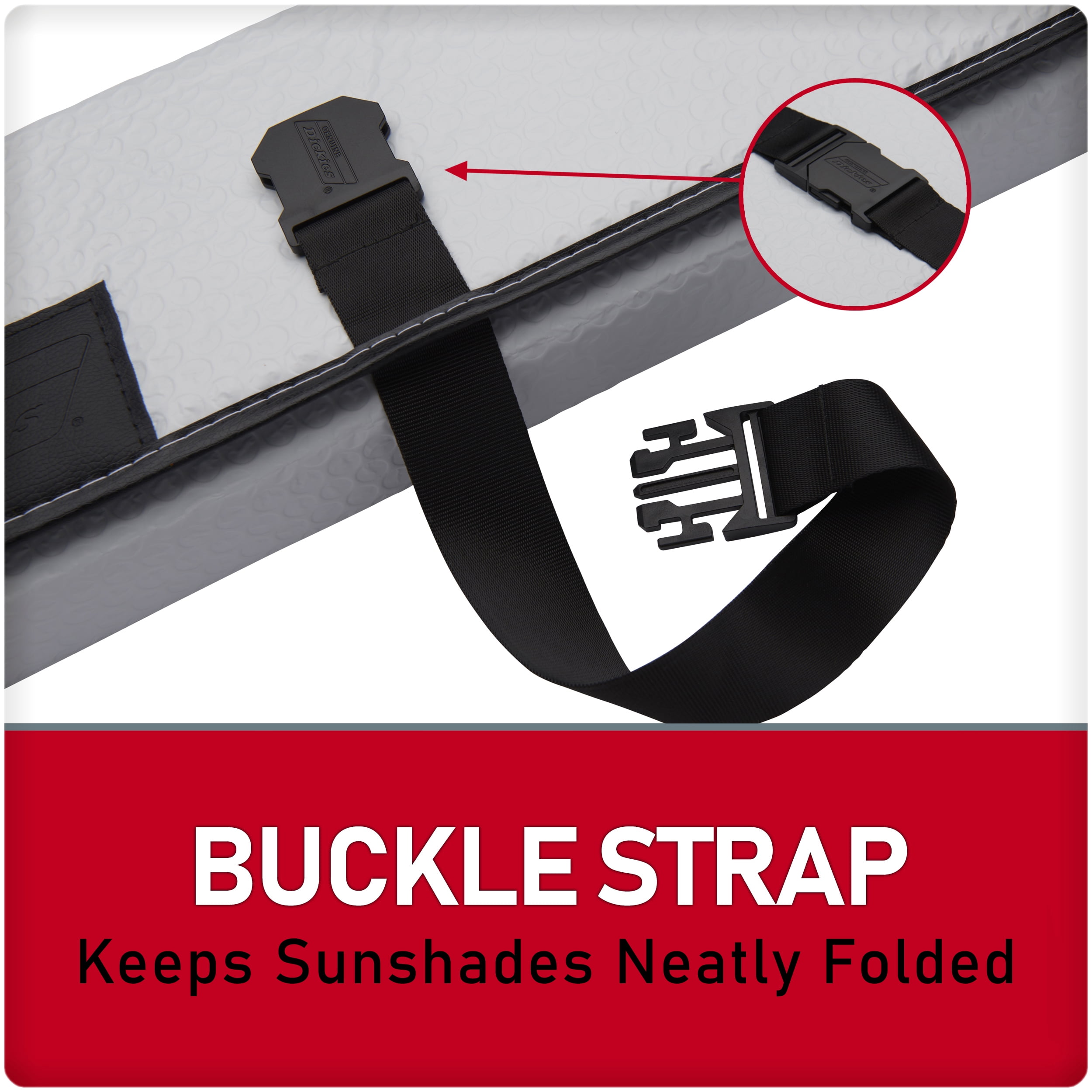 Genuine Dickies White with Black Trim Accordion Auto Sunshade, 41303WDI