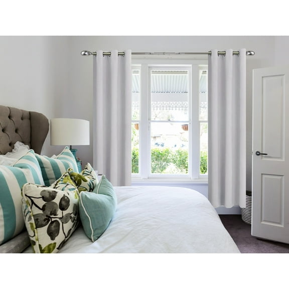 Set of 2 Panels K68 Ivory Color Blackout Window Curtains 84" inches Length Panels with Grommets for Living Room , Closet, Bedroom Home Décor