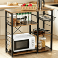thumbnail image 3 of Ktaxon Modern Kitchen Baker's Rack with Storage and Hooks, 4-Tier Microwave Cart & Oven Stand, Rustic Brown, 3 of 6