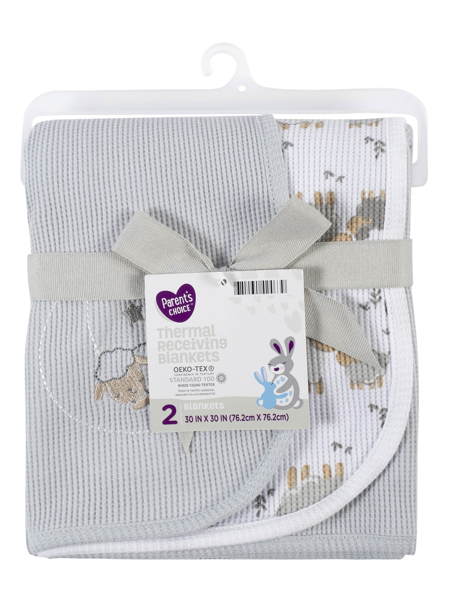 Parent´s Choice Baby Neutral Sheep Thermal Blankets, 2-Pack, Gray Moonlight
