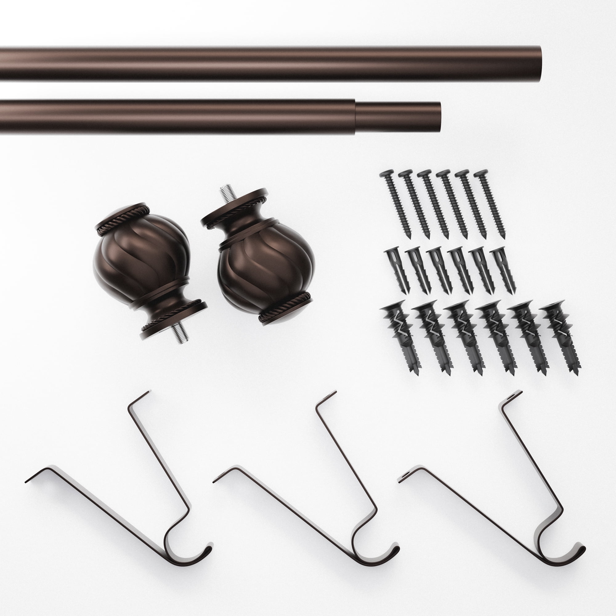 Mainstays 3/4" Bronze Marengo Knob Adjustable Single Curtain Rod Set, 30"-84"