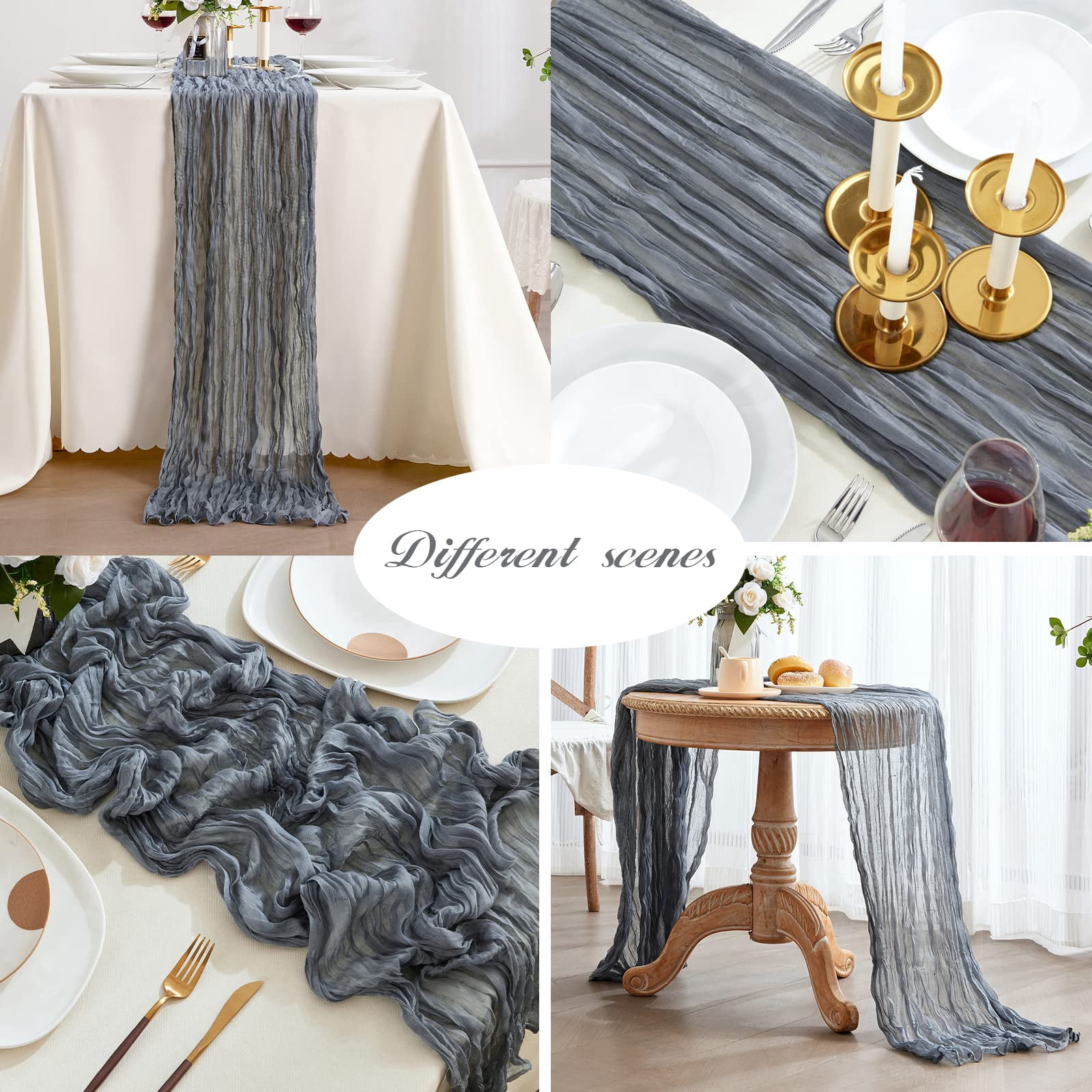 6 Pack Sage Green Cheesecloth Table Runners 10ft Wide Gauze Boho for Bridal Shower Wedding Table Decorations
