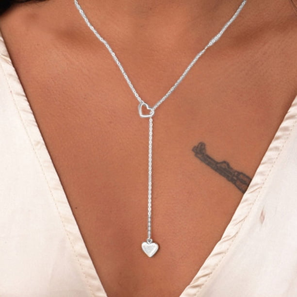 Fiudx Collar de Cadena con Colgante de Corazón de Acero Inoxidable para Mujer