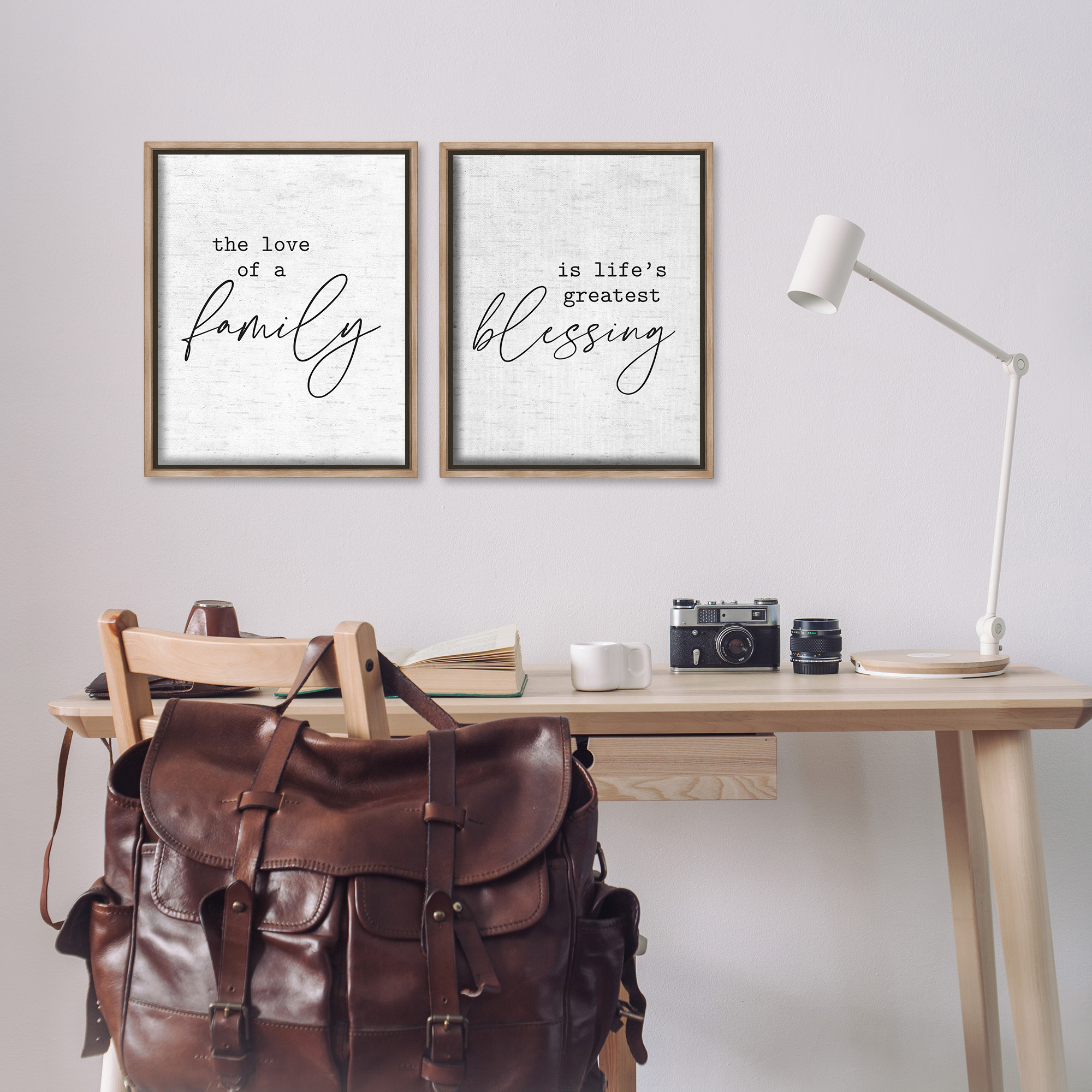 Stupell Industries Life's Greatest Blessing Quote Typography Painting Brown Floater Framed Canvas Art Print Wall Art, 17 x 21, Set of 2