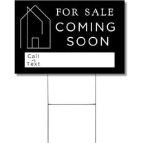 Coming Soon Real Estate Sign for Home 12 x 18 Yard Sign with H Frame Stake Home Double Sided Open House Realtor For Sale by Owner Classy Black White Minimalist Modern
