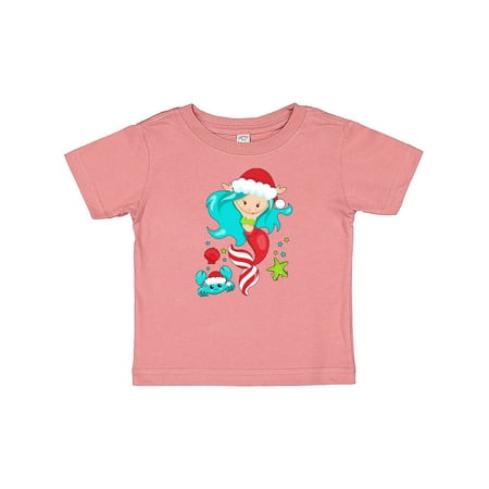 

Inktastic Christmas Holiday Mermaid with Cute Crab Gift Baby Boy or Baby Girl T-Shirt