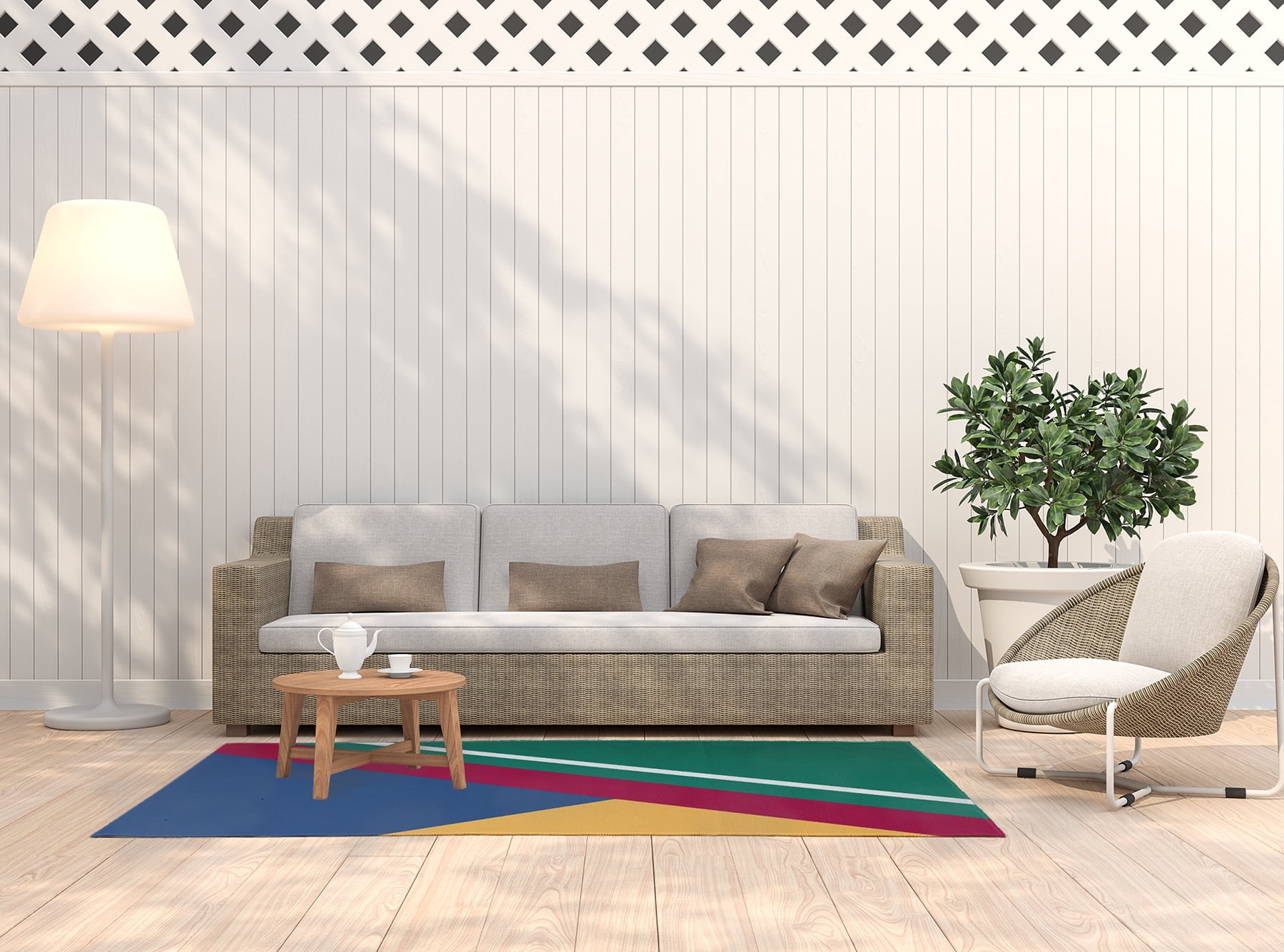 5' x 7' Simply Daisy Bold Shapes Modern & Contemporary Chenille Area Rug, Kelly Green