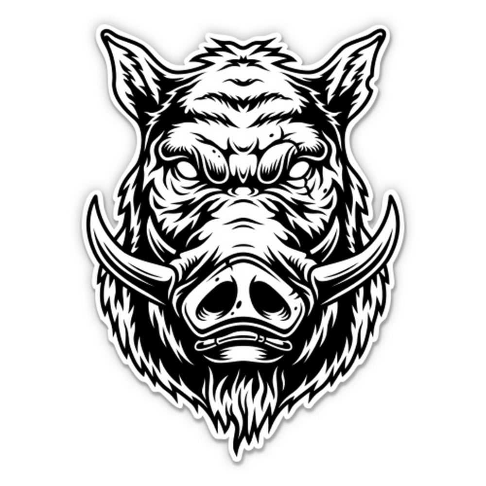 Angry Wild Boar 12" Vinyl Sticker Waterproof Decal
