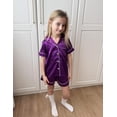 thumbnail image 2 of Conjunto de pijama Arshiner para niñas, satén de seda, botones, color morado oscuro, 2 of 6