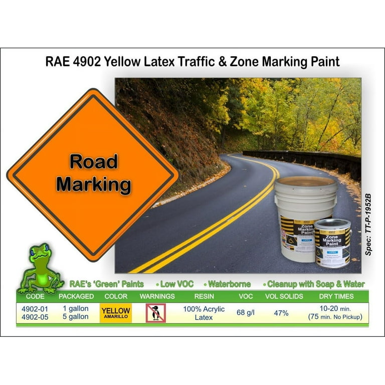 Rae Traffic Zone Marking Paint,1 gal,Yellow 4902-01 Rae Traffic Zone Marking Paint,1 gal,Yellow 4902-01