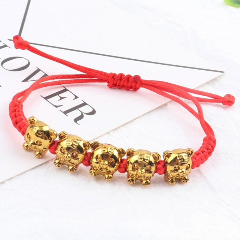 GENEMA Lucky Red Rope Bracelet Zodiac Gold Plated Tiger Pendant Hand  Knotted Adjustable Charm Bracelet for Men and Women