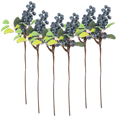 thumbnail image 2 of 5 Pcs Christmas Berry Stems Fruits Flower Artificial Flowers Picks for Tree Bride Blueberry (Red), 2 of 7