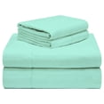 thumbnail image 3 of Celeste  Home 190 GSM Cotton Flannel Velvet Feel Bed Sheet Set Turquoise Twin Extra Long Flannel, 3 of 5
