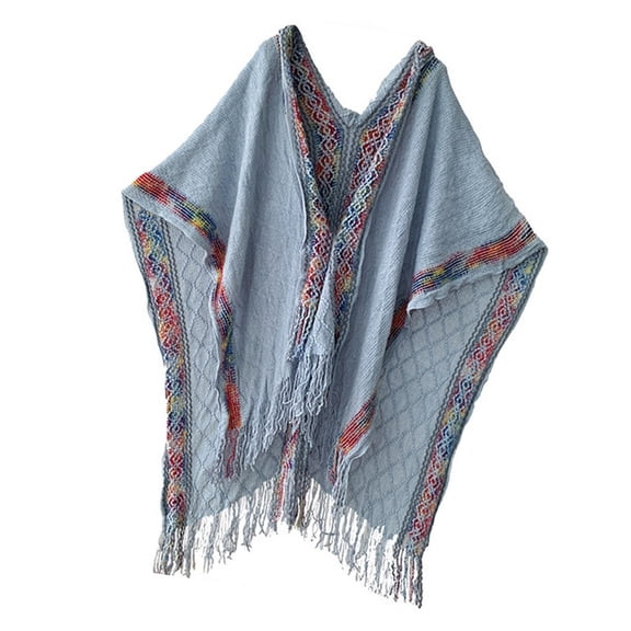 Acahhotxx Capes shawl, Fashion Capes Shawl with Tassels Breathable Fringed Poncho Shawl for Women Vacation Travel Outerwear Cloak Hooded Shawl