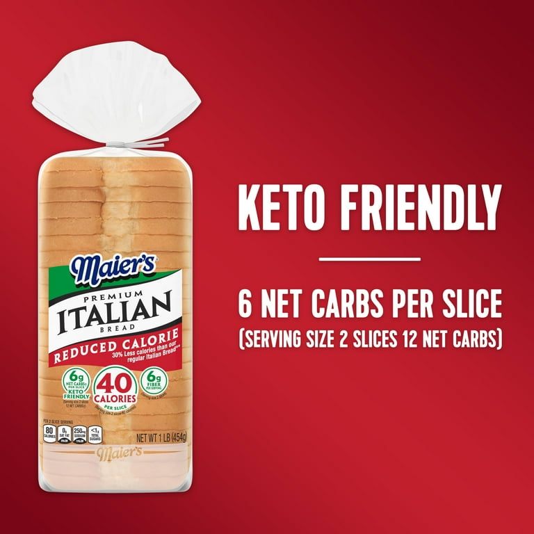 Maier's Reduced Calorie Premium Italian Bread, 16 oz, White Italian Bread, Bag