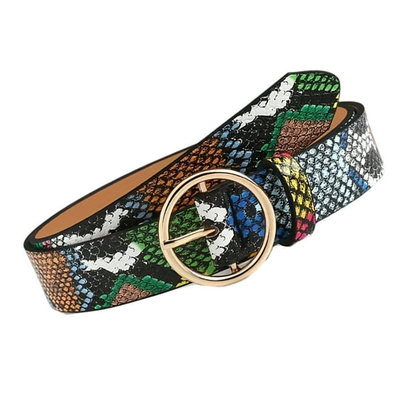 Jesscasday Modern Serpentine Pattern PU Belt Adjustable Length Unisex Waistband For Casual Wear