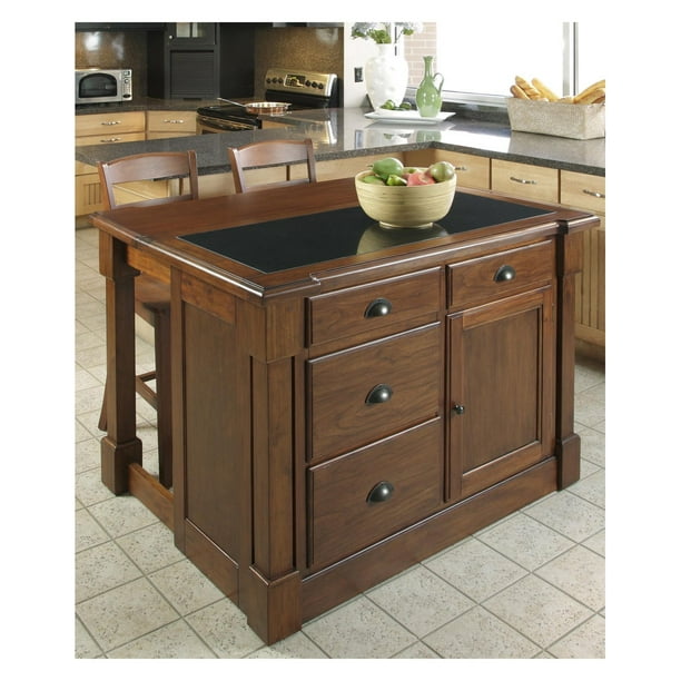Home Styles Aspen Kitchen Island With Hidden Drop Leaf Support