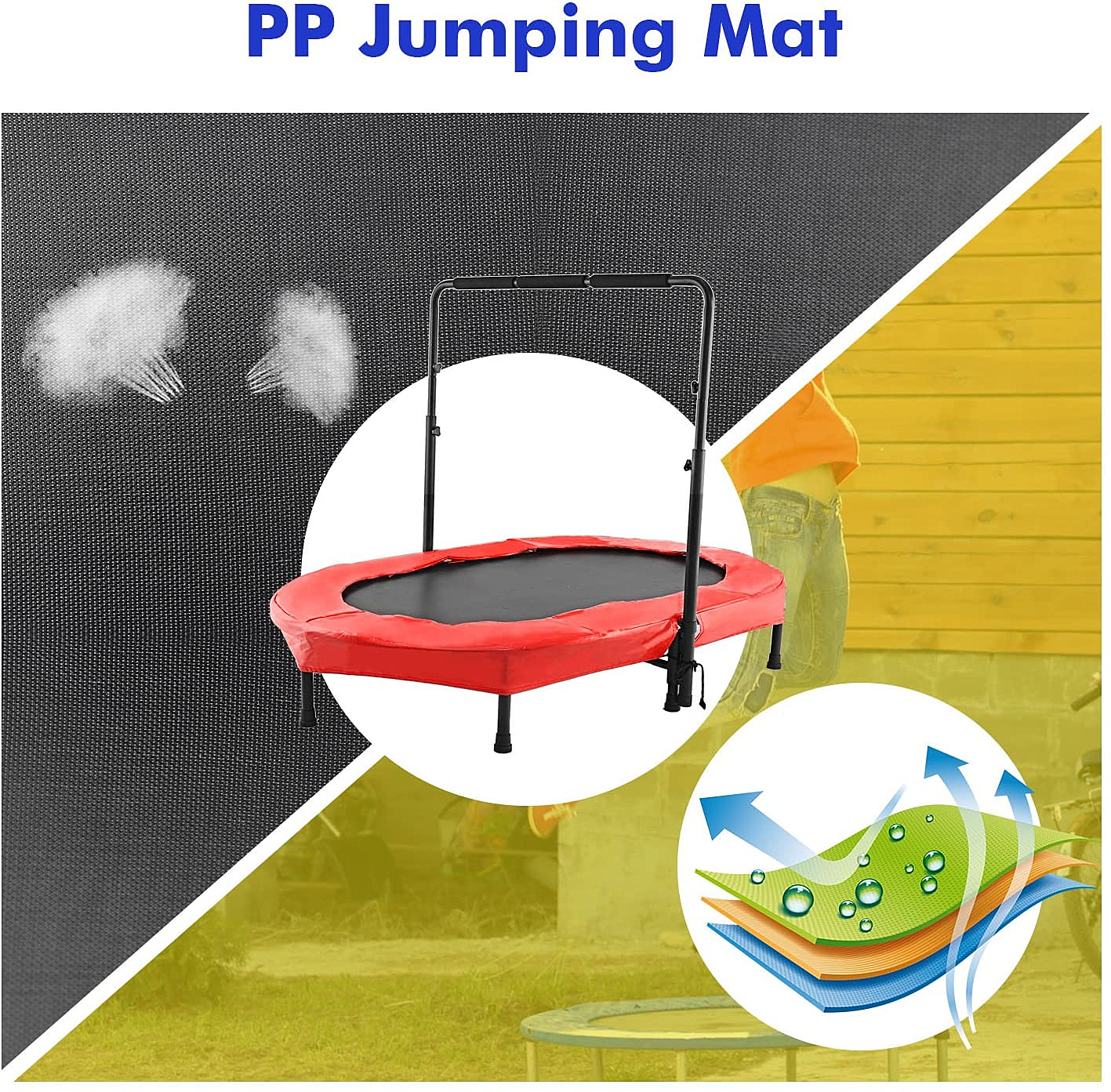 Mini Rebounder Trampoline with Adjustable Handle for Two Kids, Parent-Child Trampoline - image 3 of 7