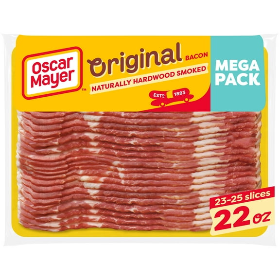 Oscar Mayer Naturally Hardwood Smoked Bacon Mega Pack, 22 oz Pack, 23-25 slices
