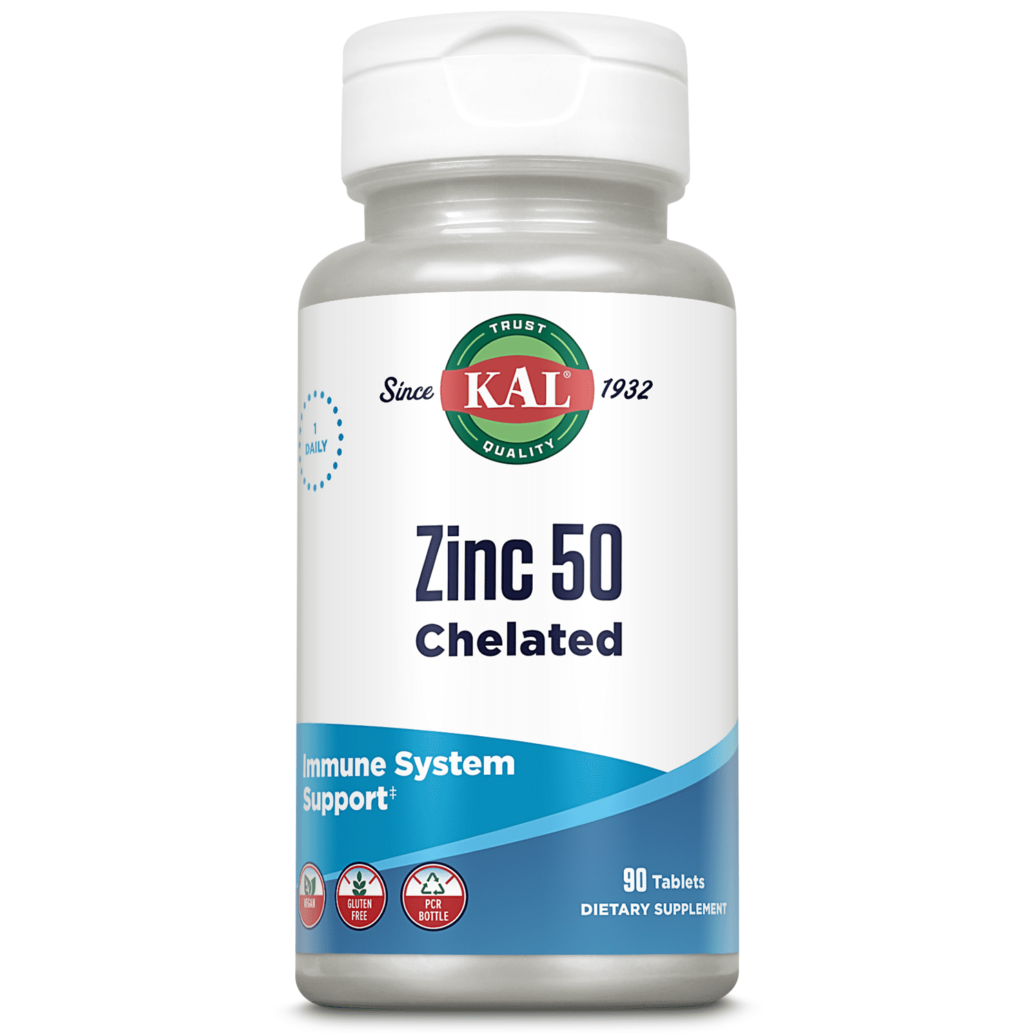 KAL Zinc 50 Amino Acid Chelate | Healthy Metabolism & Immune System Function Support | High Potency, Chelated for Absorption, Vegetarian | 90 Tablets